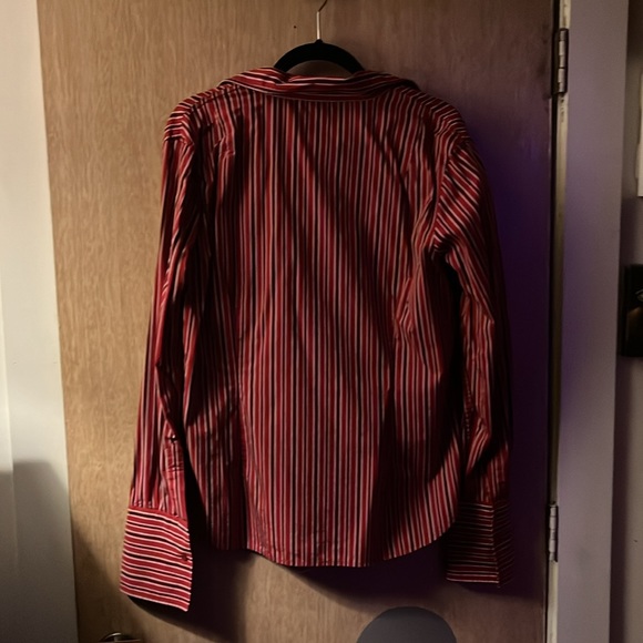 MODA International Red/Black Striped Button Down Shirt/ XL - Picture 2 of 3